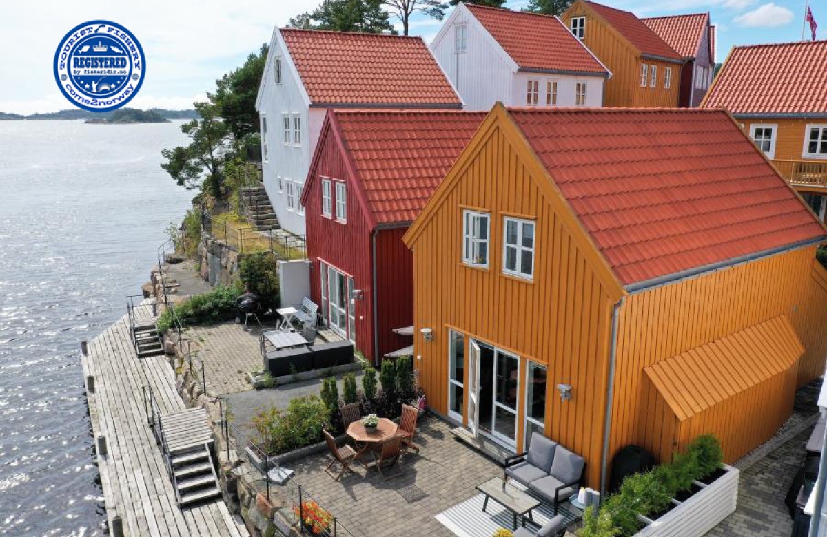 Ferienhaus Furuholmen Brygge 33 in Lindesnes, Südnorwegen mit Boot