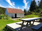 Blick vom Haus zum Bootshaus