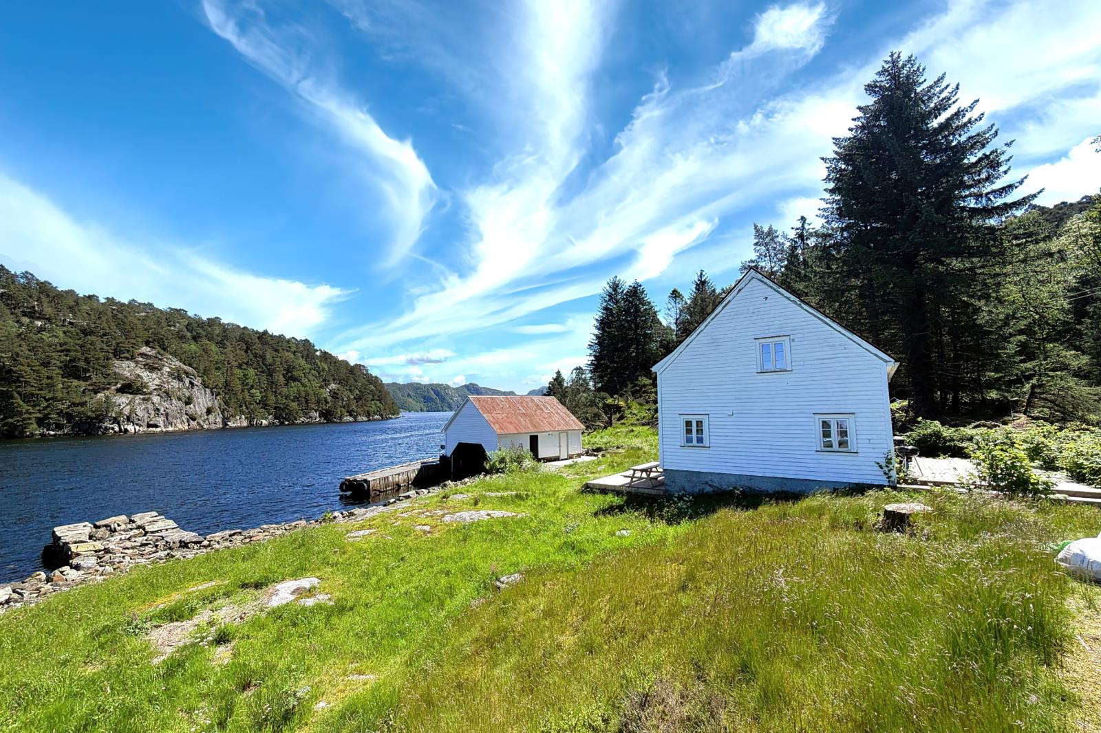 Ferienhaus Fjordidyll im Fjord bei Flekkefjord - Abelsnes, Südnorwegen